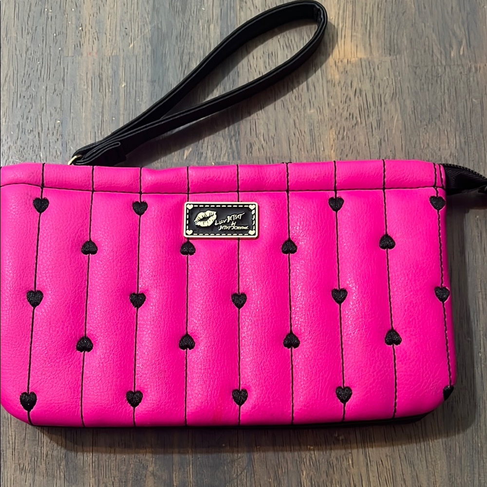 Betsey Johnson Pink Heart Clutch Wristlet